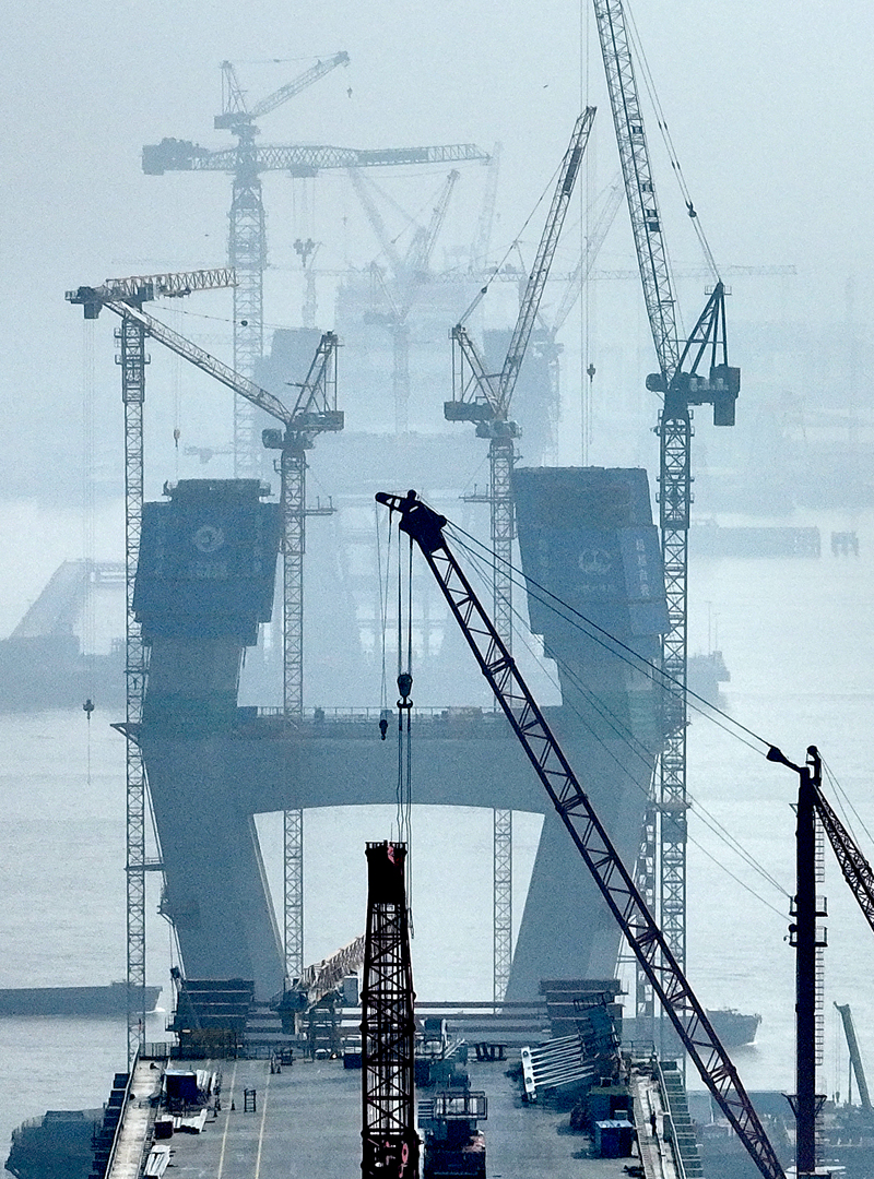 建设中的常泰长江大桥