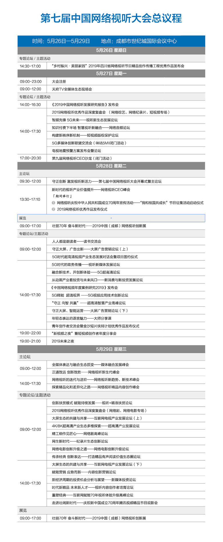 第七届中国网络视听大会详细议程