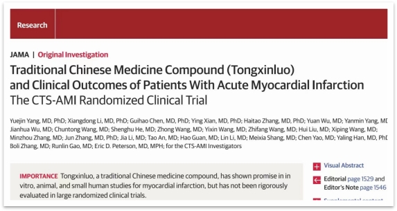 通心络治疗急性心梗循证研究在国际顶级医学期刊发布