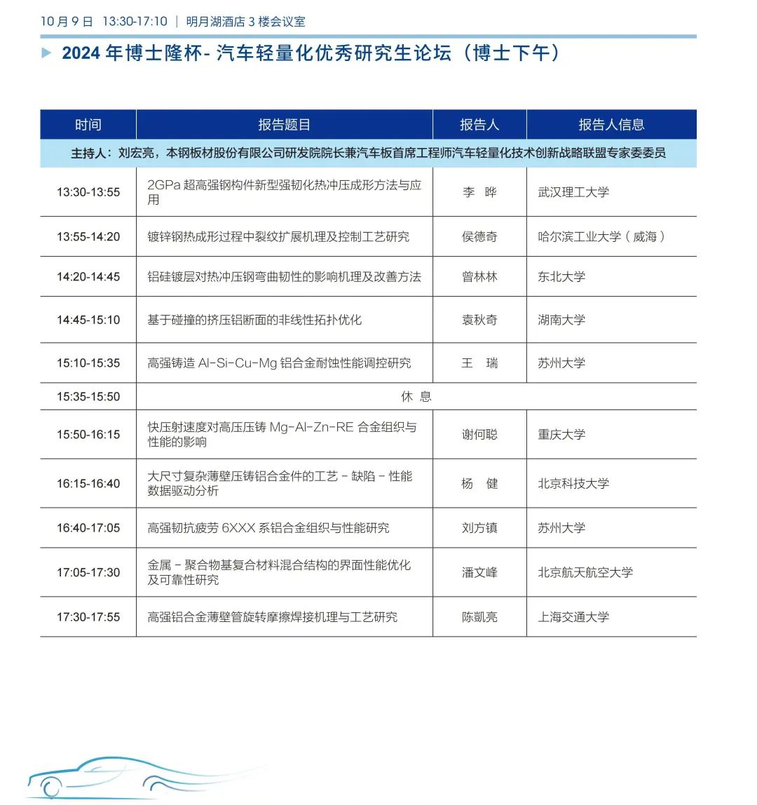 第十七届汽车轻量化大会各分会场及专项活动嘉宾阵容发布