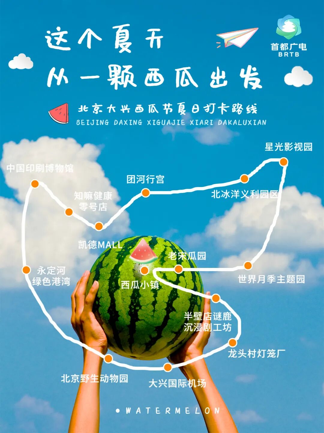 一口西瓜“咬”开盛夏 跟着“北京大视听”影视打卡路线一起甜蜜出发啦~ 夏日美食季晒西瓜可爱风plog模板.jpg